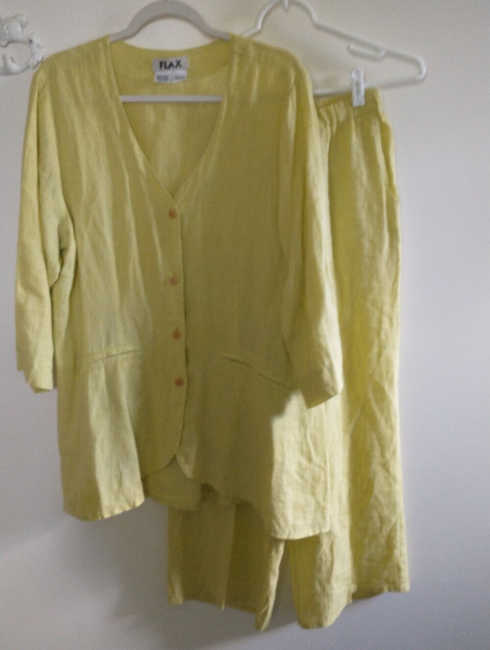 FLAX Lightweight Linen Two-Piece Set in Lemon Yellow S/M